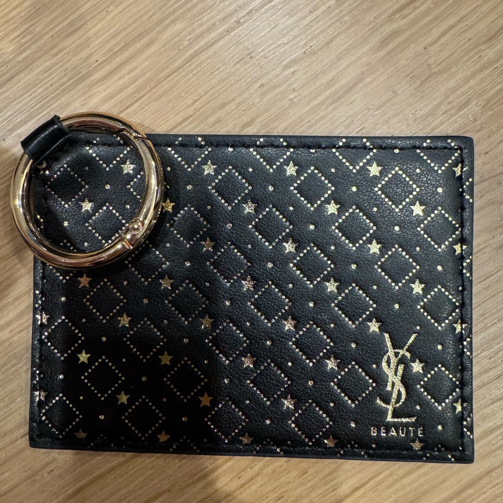 Yves Saint Laurent Black and Gold Mirror and Key Chain